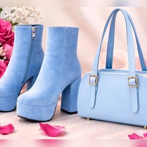 Sky Blue Ankle Boots for Women